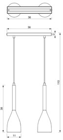 Lampadario a sospensione con filo MUZA 2xE27/60W/230V