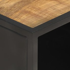 Tavolino da salotto 90x50x35 cm legno di mango grezzo e canna