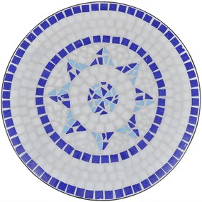 Set da bistrot 3 pz in piastrelle di ceramica blu e bianco