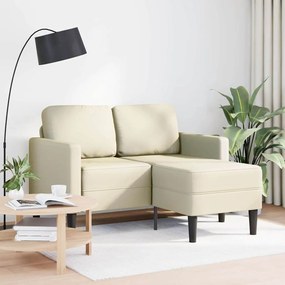 Divano 2 Posti Con Chaise Longue A L Crema 125 Cm İn Similpelle /
