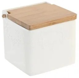 Portasale con Coperchio DKD Home Decor 10,5 x 9 x 9 cm Naturale Porcellana Bianco