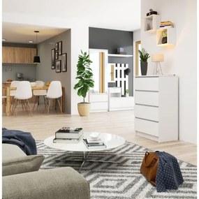 Cassettiera Moderna 60x40x100 Cm 4 Cassetti Bianco Opaco Artika