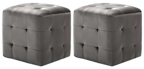 Pouf 2 Pz Grigio 30x30x30 Cm İn Velluto /