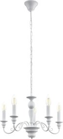 Lampadario Country charm Caposile bianco 5x E14 EGLO
