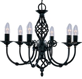 Lampadario Industrial-Nordico Zanzibar Acciaio Nero 6 Luci E14