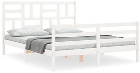 Giroletto con Testiera Bianco King Size in Legno Massello