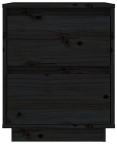 Comodino nero 40x35x50 cm in legno massello di pino