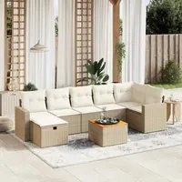 Set Divano da Giardino 8 pz con Cuscini Beige in Polyrattan 3264845