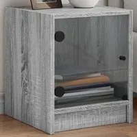 Comodini con Ante in Vetro 2pz Grigio Sonoma 35x37x42 cm 836354