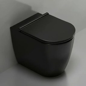 Vaso filomuro traslato nero opaco con sedile soft close di Ceramica Dolomite Mayka