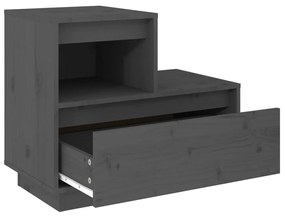 Comodini Grigi 2 pz 60x34x51 cm in Legno Massello di Pino