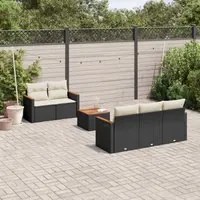 Set Divano da Giardino 6 pz con Cuscini Nero in Polyrattancod mxl 113041