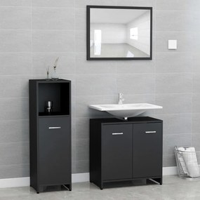 Set mobili da bagno 3 pz nero in truciolato