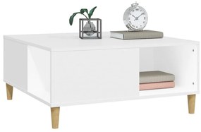 Tavolino da salotto bianco 80x80x36,5 cm in legno multistrato