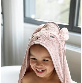 Asciugamano in cotone rosa-marrone con cappuccio 75x75 cm Rabbit - Kindsgut