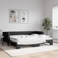 Divano Letto con Letto Estraibile Nero 90x200 cm in Tessuto 3196580