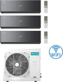 Climatizzatore Condizionatore Hisense Energy Pro X BLACK Wifi R32 Trial Split Inverter 9000 + 9000 + 9000 BTU con U.E. 3AMW72U4RJC Classe A++/A+