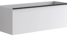 Mobile da bagno sotto lavabo Pixel plain bianco laccato L 120 x H 40 x P 45.5 cm 2 cassetti, lavabo non incluso