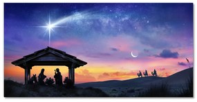 Quadro acrilico Gesù Natale stabile 100x50 cm