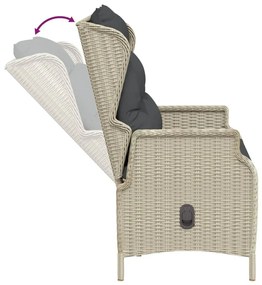 Panca da Giardino 2 Posti con Cuscini Polyrattan Grigio Chiaro