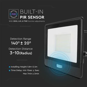 Riflettore LED con sensore LED/50W/230V 6500K IP65 nero