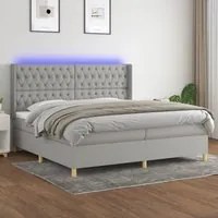 Letto a Molle Materasso e LED Grigio Chiaro 200x200 cm Tessuto 3139141