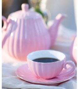 Set da caffè in porcellana 15 pezzi, rosa