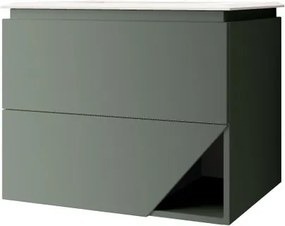 Mobile bagno sospeso con lavabo L 70 x H 55 x P 45.3 cm verde opaco per vasca centrale Vintage