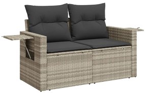 Set divano da giardino 9pz con cuscini grigio chiaro polyrattan