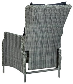 Set Pranzo da Giardino 9pz con Cuscini Polyrattan Grigio Chiaro