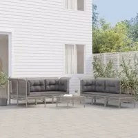 Set Divani da Giardino 10 pz con Cuscini in Polyrattan Grigio 3187575