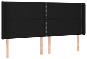 Testiera a led nera 163x16x118/128 cm in tessuto