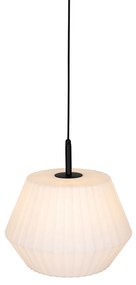 Lampada a sospensione da esterno moderna nera con paralume bianco 45,6 cm IP44 - Robbert