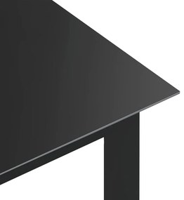 Tavolo da giardino nero 150x90x74cm in alluminio e vetro