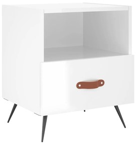 Comodini 2 pz Bianco Lucido 40x35x47,5 cm in Legno Multistrato