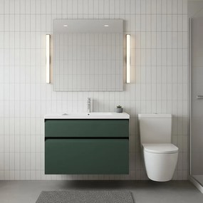 Mobile da bagno sospeso sotto lavabo L 79.5 x H 60 x P 45.5 cm verde opaco, 2 cassetti Fusion