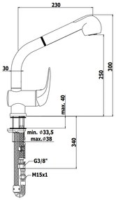 Paffoni duemila du185 miscelatore lavello alto monocomando con doccetta estraibile 2 getti cromo