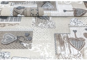 Federa cuscino patchwork cuori taupe