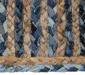 Tappeto Naturale Azzurro Cotone Juta 170 x 70 cm
