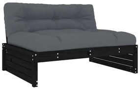 Set divani da giardino 4 pz con cuscini in legno massello nero