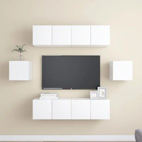 Set mobile tv 6 pz bianco in truciolato