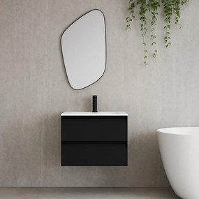 Mobile da bagno sospeso sotto lavabo L 59.5 x H 40 x P 45.5 cm antracite laccato opaco, 2 cassetti Fusion