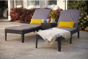 Lettino Prendisole In Resina Effetto Rattan Intrecciato Con Cuscino Jaipur Allibert Graphite