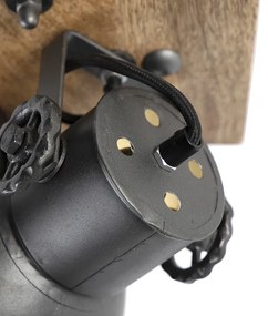 Faretto industriale grigio scuro con legno di mango 18 cm - Mangoes