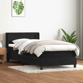 Giroletto A Molle Con Materasso Nero 90x220 Cm İn Velluto /