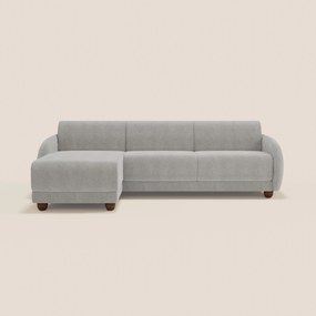 Giglio divano letto angolare con materasso alto 18 cm e penisola contenitore in morbido bouclé impermeabile T07 grigio