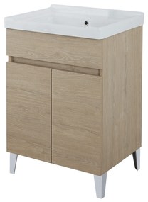 Lavatoio a Terra 60x46,8 Due Ante Con Vasca Feridras "Alba" Rovere Dolomite