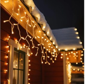 Brilagi - Catena luminosa LED per esterni, 360 LED / 8 modalità, 14 m, IP44, bianco caldo, effetto ghiaccioli