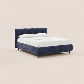 ARKAM letto imbottito con vano contenitore e testiera a lavorazione verticale - design shabby chic in tessuto certificato Oeko-Tex®