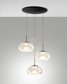 Brena sospensione cognac 3 luci tonda a led cct 2700k - 3000k - 400...